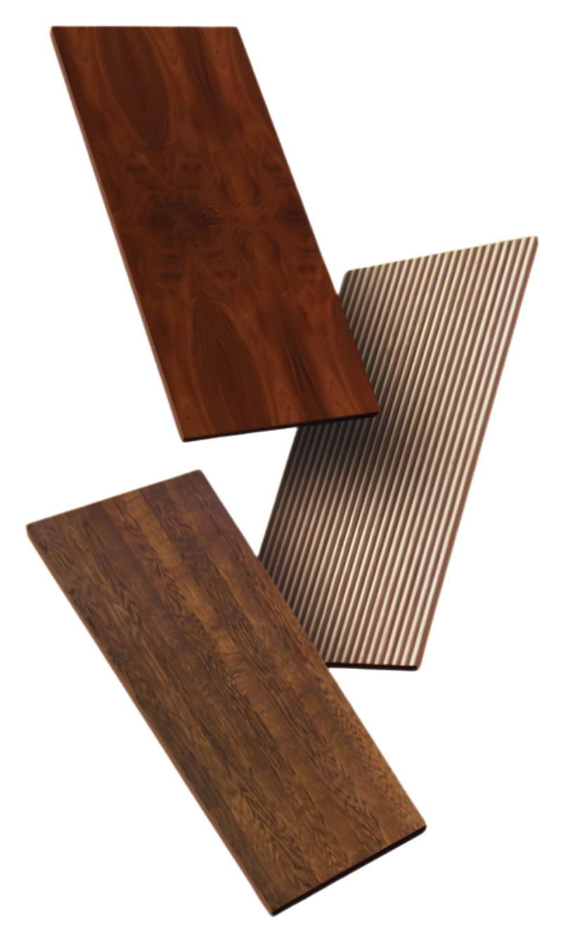 Floating natural wood flooring sample palette